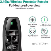 Presentatore Wireless con Puntatore Laser - Comando a Distanza per PowerPoint