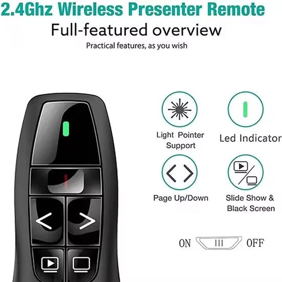 Presentatore Wireless con Puntatore Laser - Comando a Distanza per PowerPoint
