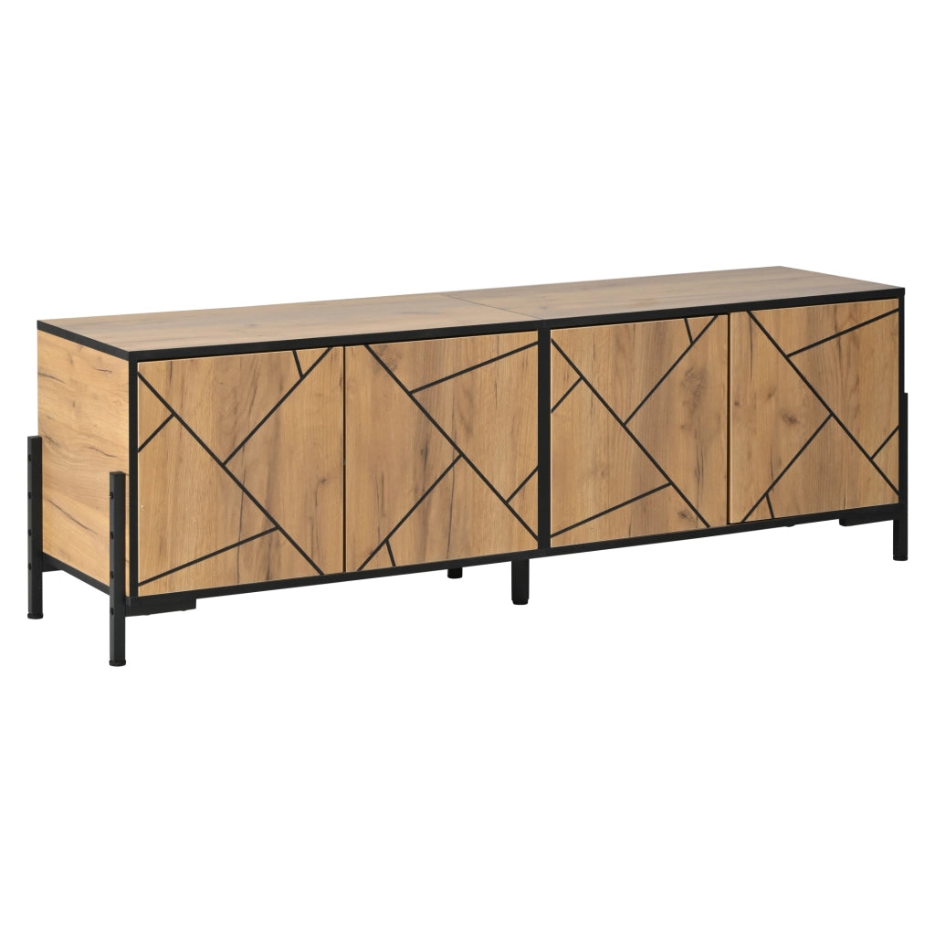 Mobile TV 153x40x50 cm con 4 ante e design geometrico in MDF naturale