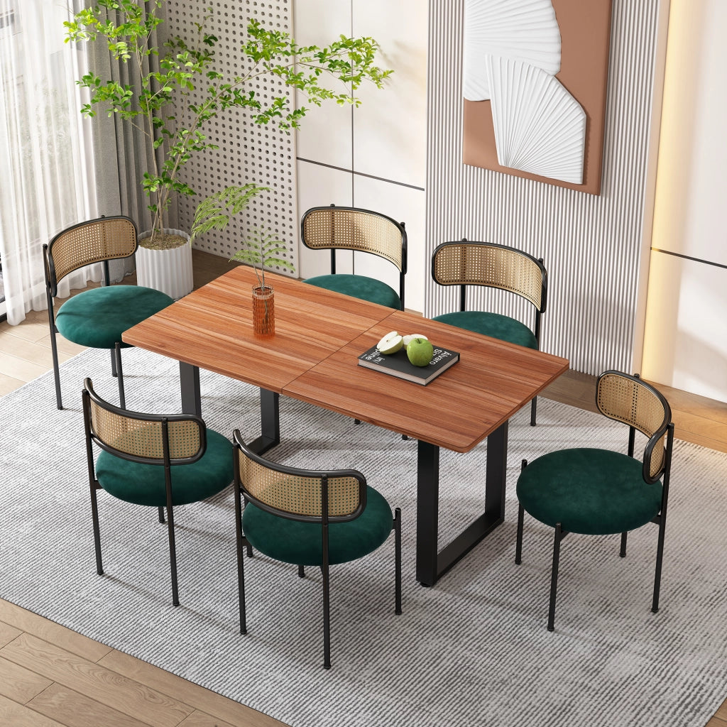 Set sedie da pranzo in velluto verde