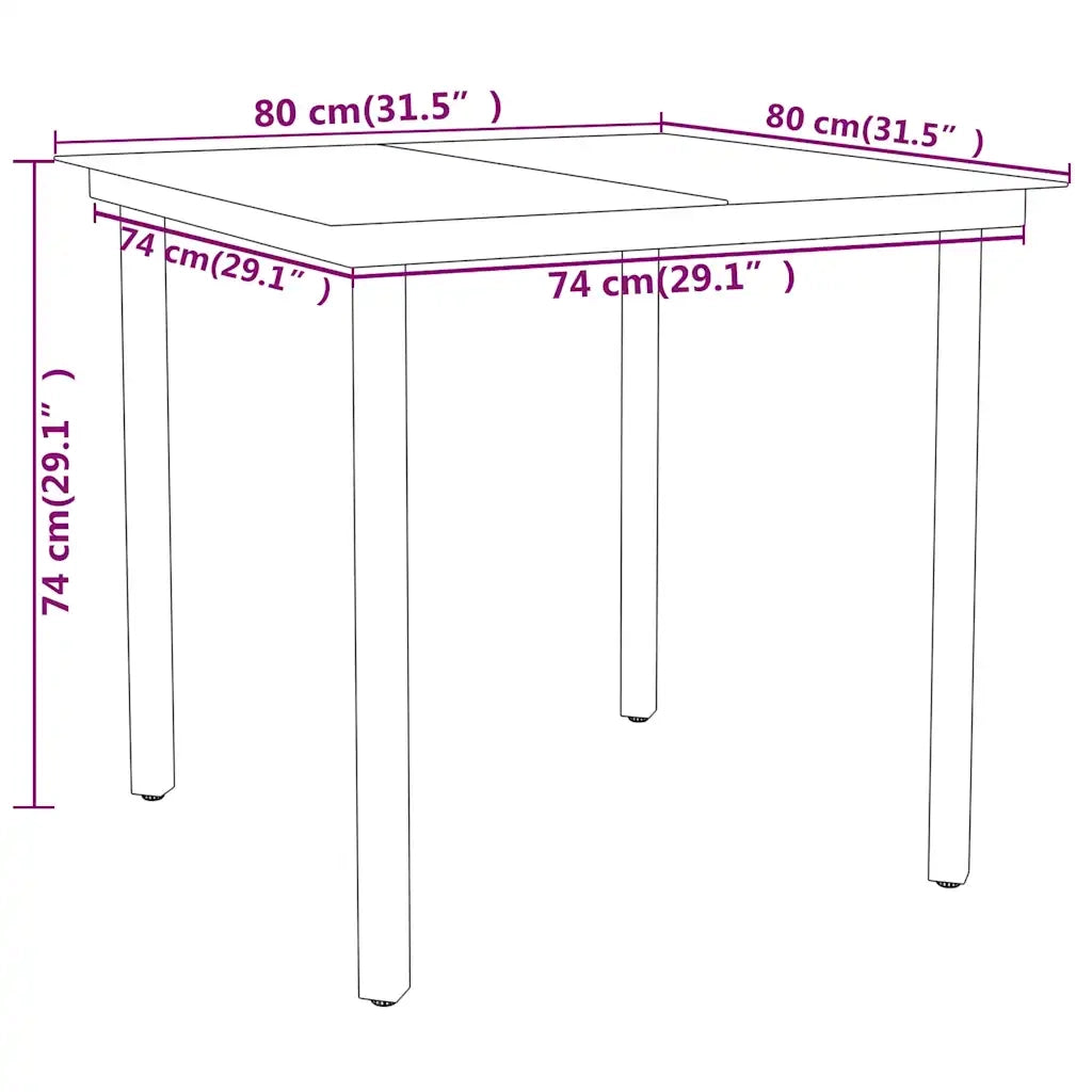 Set Mobili da Pranzo per Giardino 3 pz Nero