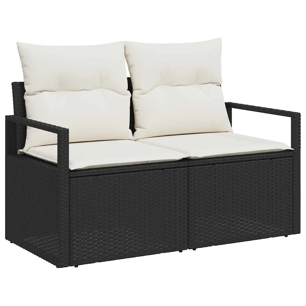 Set Divano da Giardino con cuscino 8 pcs Nero e crema