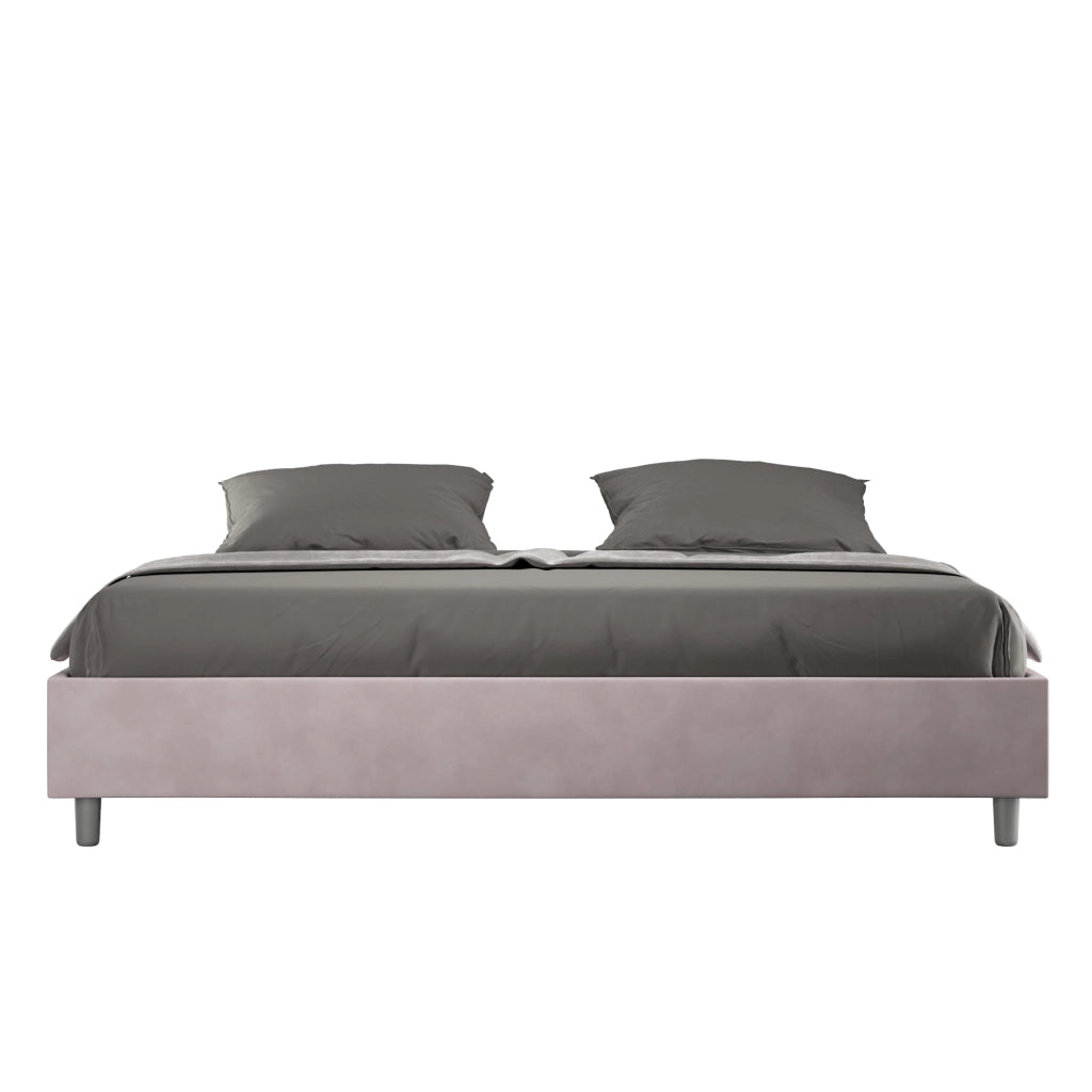 BS COM Letto matrimoniale king size contenitore imbottito 200x200 microfibra glicine