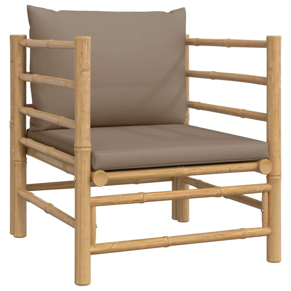 Set Salotto da Giardino 8pz con Cuscini Tortora Bambù 3155126