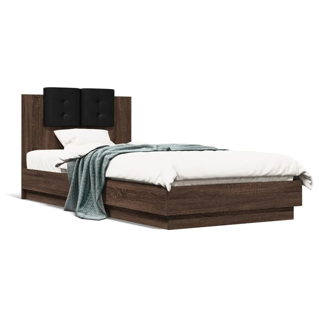 Letto singolo | Letto per adulti | Giroletto Testiera Rovere Marrone 100x200 cm Legno Multistrato
