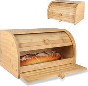 Tromba per Pane in Bambù con Lame e Cassetto per Briciole – Ideale per Pane Fresco, 37 x 23 x 19,7 cm
