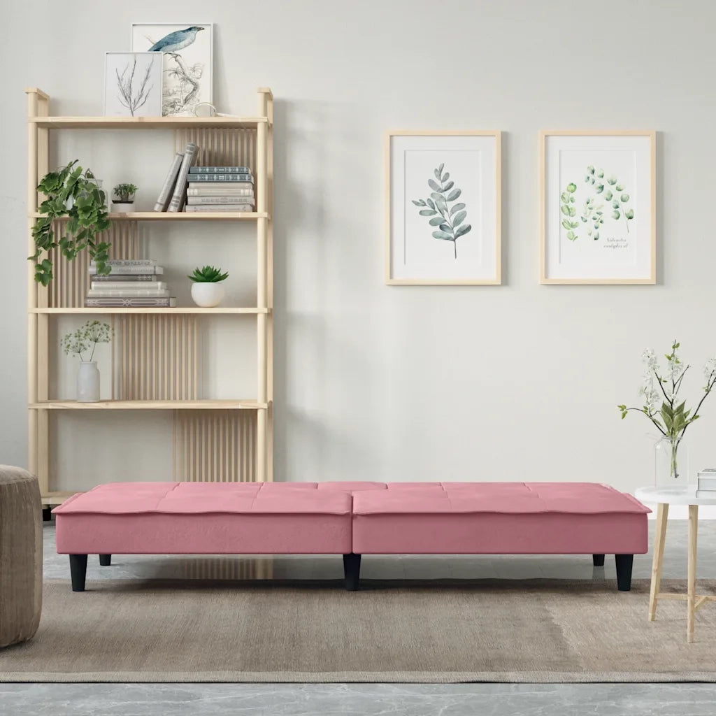 Divano letto | Sof¨¤ letto | Letto singolo con Portabicchieri in Velluto Rosa