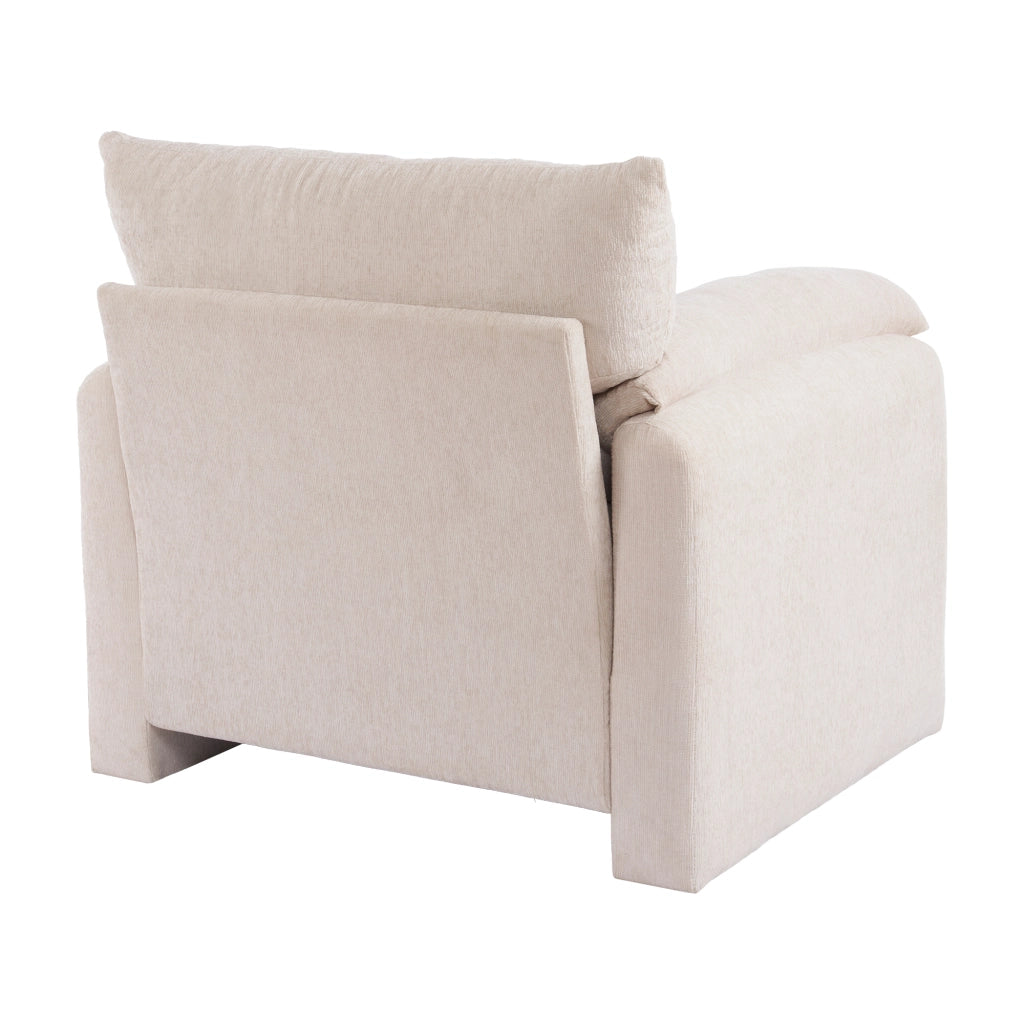 Poltrona moderna in ciniglia; 96 x 82 x 84 cm; monoposto con braccioli; beige