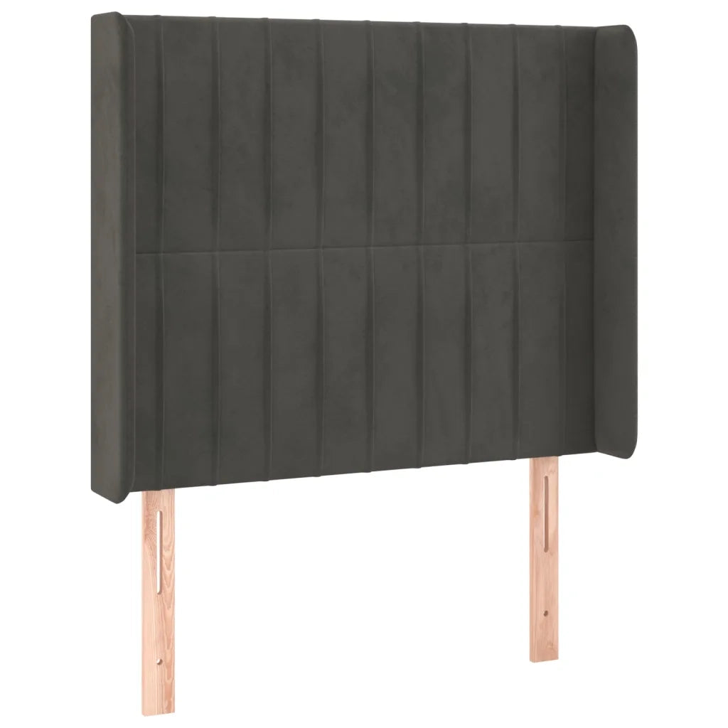 Testiera ad Orecchio-Testata con Orecchie Grigio Scuro 93x16x118/128 cm in Velluto 664150