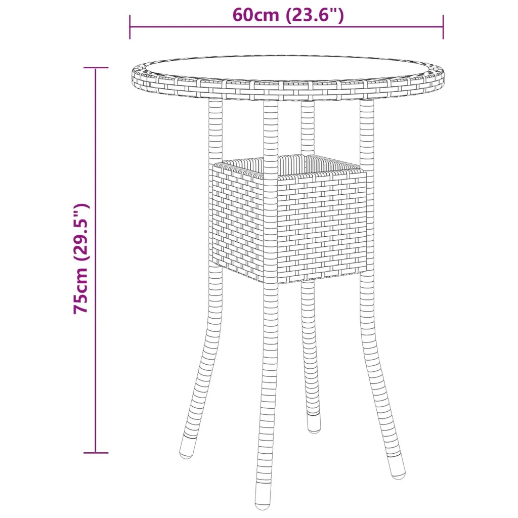 Set da Bistrot per Giardino 3 pz | Set Salotto da Giardino in Polyrattan Nero