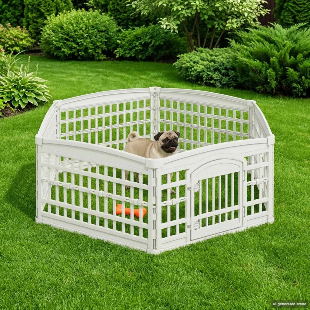 Panchetto per Cani a 6 Pannelli Bianco 179 x 151 x 58 cm 42027223