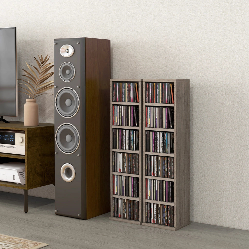 Libreria a colonne 2 pezzi ¨C Xylo ¨C 12 scomparti per CD DVD grigio scuro 21x22,5x88,5 cm