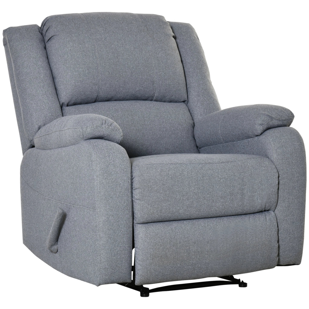 Poltrona reclinabile manuale in poliestere grigio chiaro con poggiapiedi 87 × 96 × 98 cm