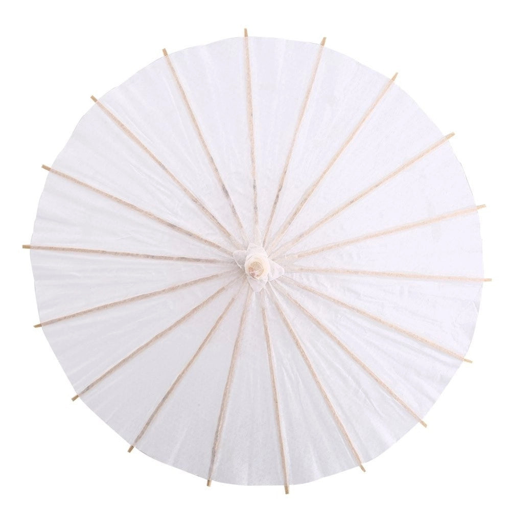 Trade Shop - Ombrello Bambu Bianco 42 Cm Legno Sposa Wedding Matrimonio Ombrellino Parasole -