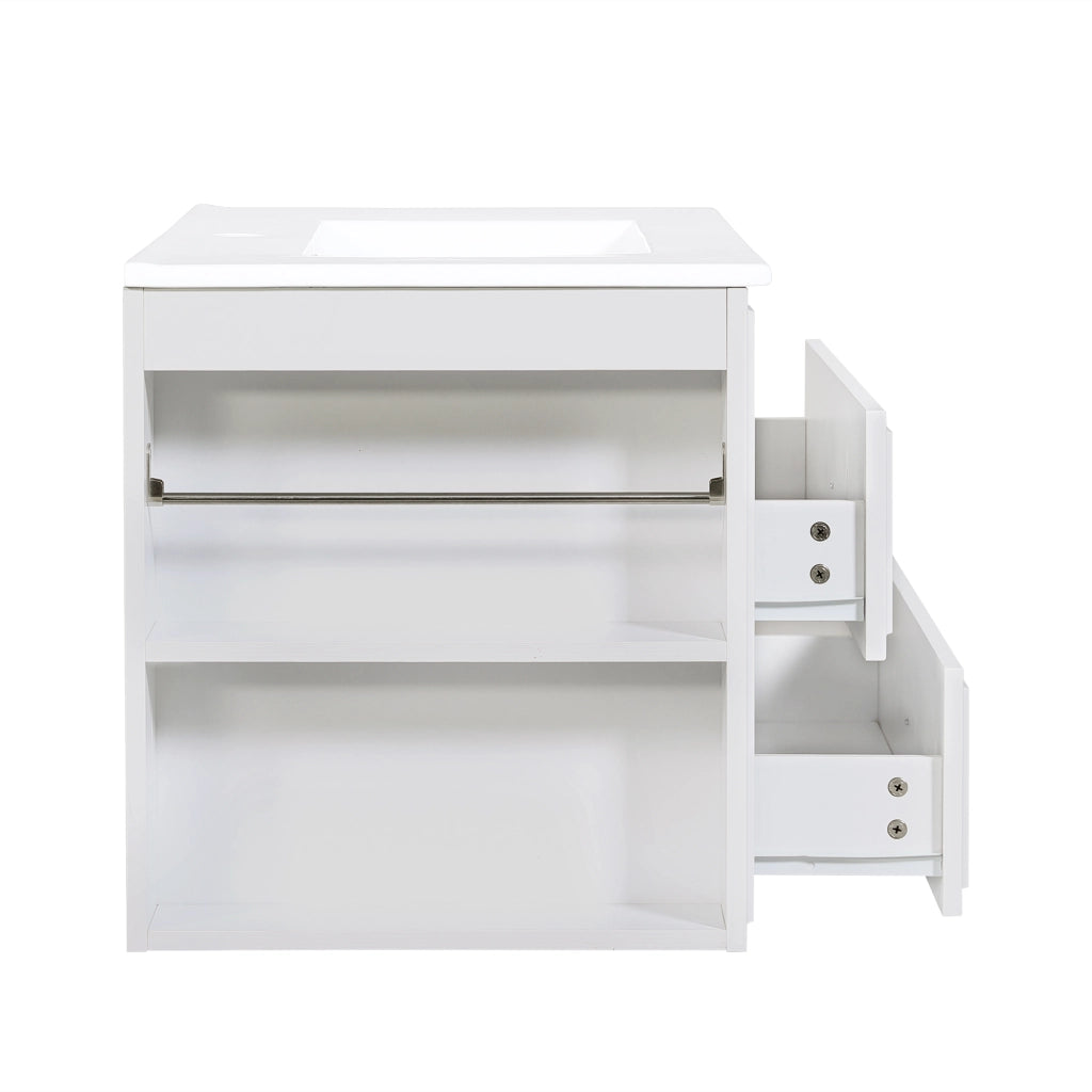 Mobiletto con lavabo sospeso con 2 cassetti vano laterale bianco 81 × 47 × 52 cm