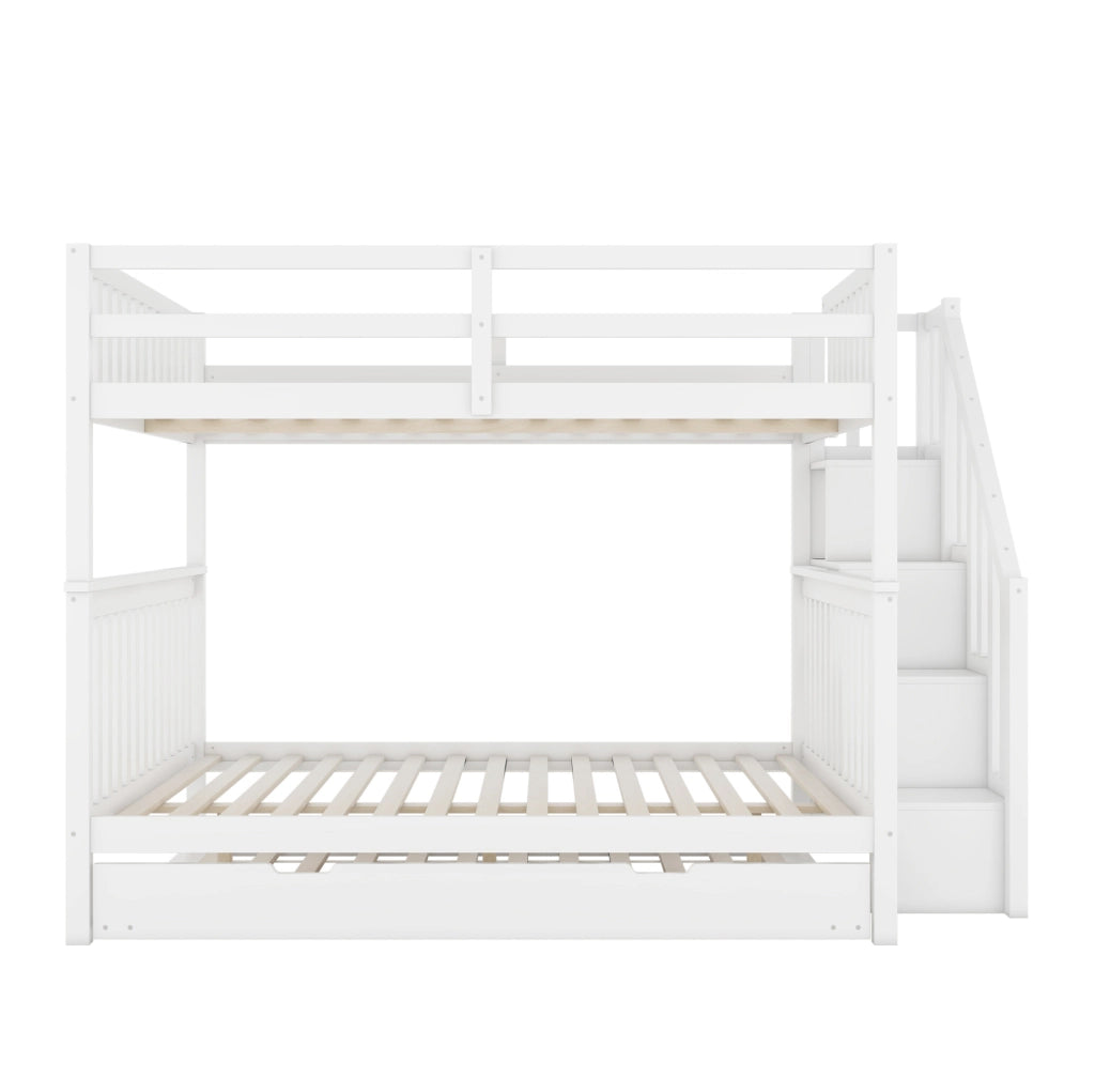 Letto a castello 140x200 cm con scala contenitore e 2 cassetti