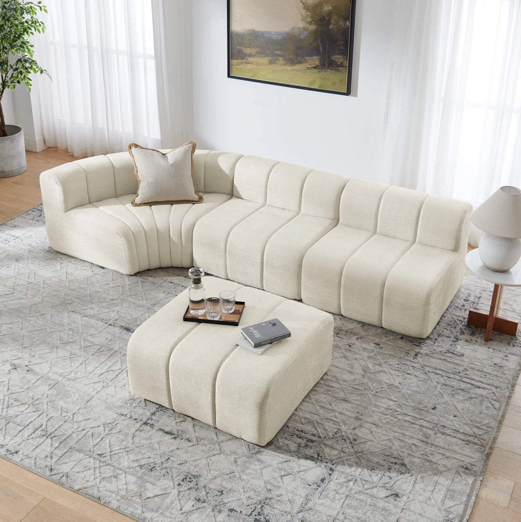 Divano angolare modulare componibile in ciniglia beige