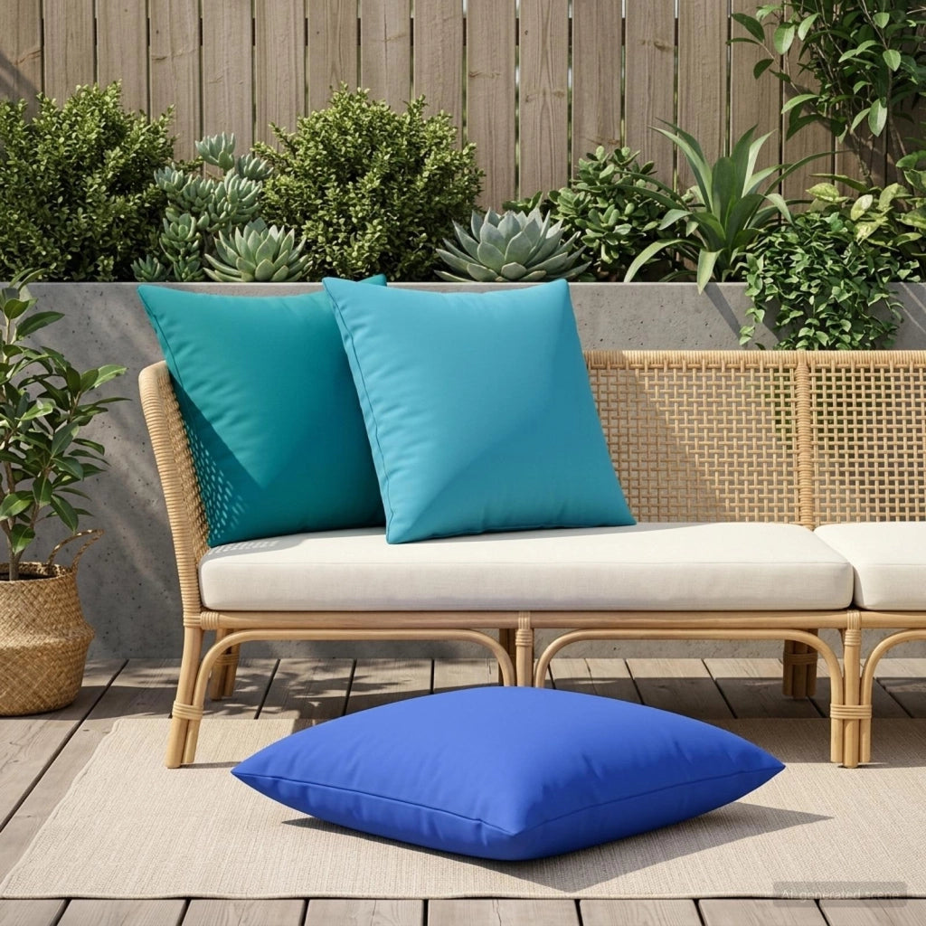 Cuscino 2 pz HEERLEN Azzurro 70 x 70 cm Poliestere 928423
