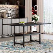 Tavolo da pranzo 160x90x76 cm nero in MDF e metallo, stile industriale, 4-6 persone
