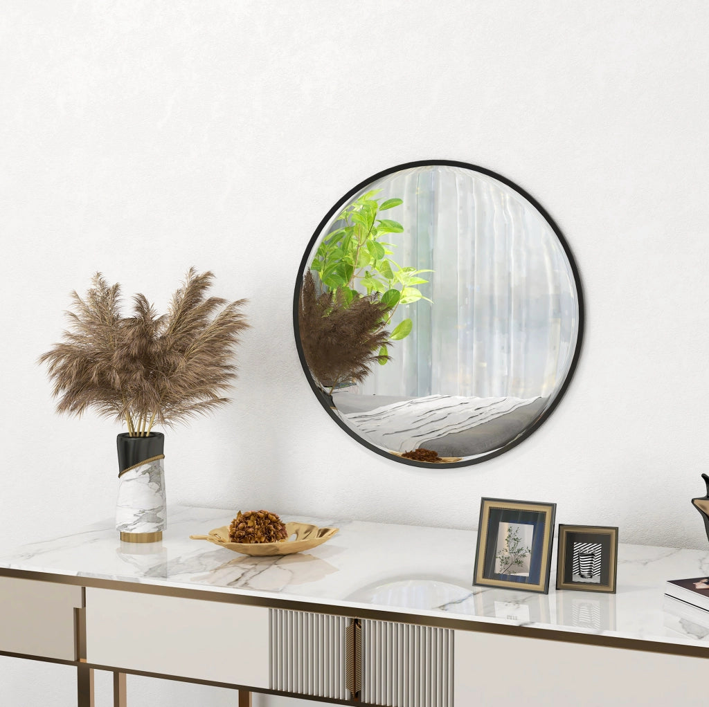 Specchio rotondo da parete Ø 61 cm con cornice nera