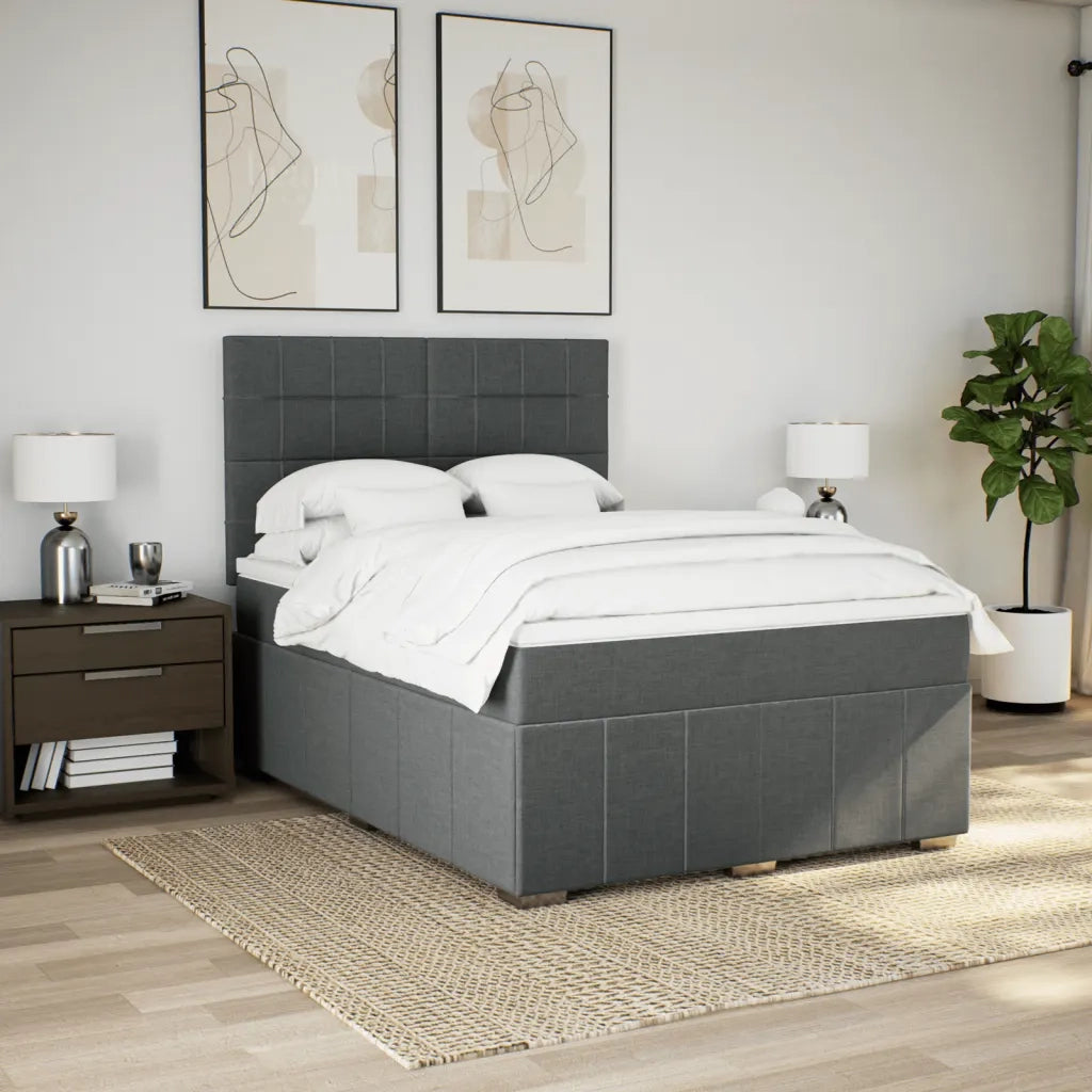 Giroletto a Molle con Materasso Grigio Scuro 160x200 cm Tessuto 3294020