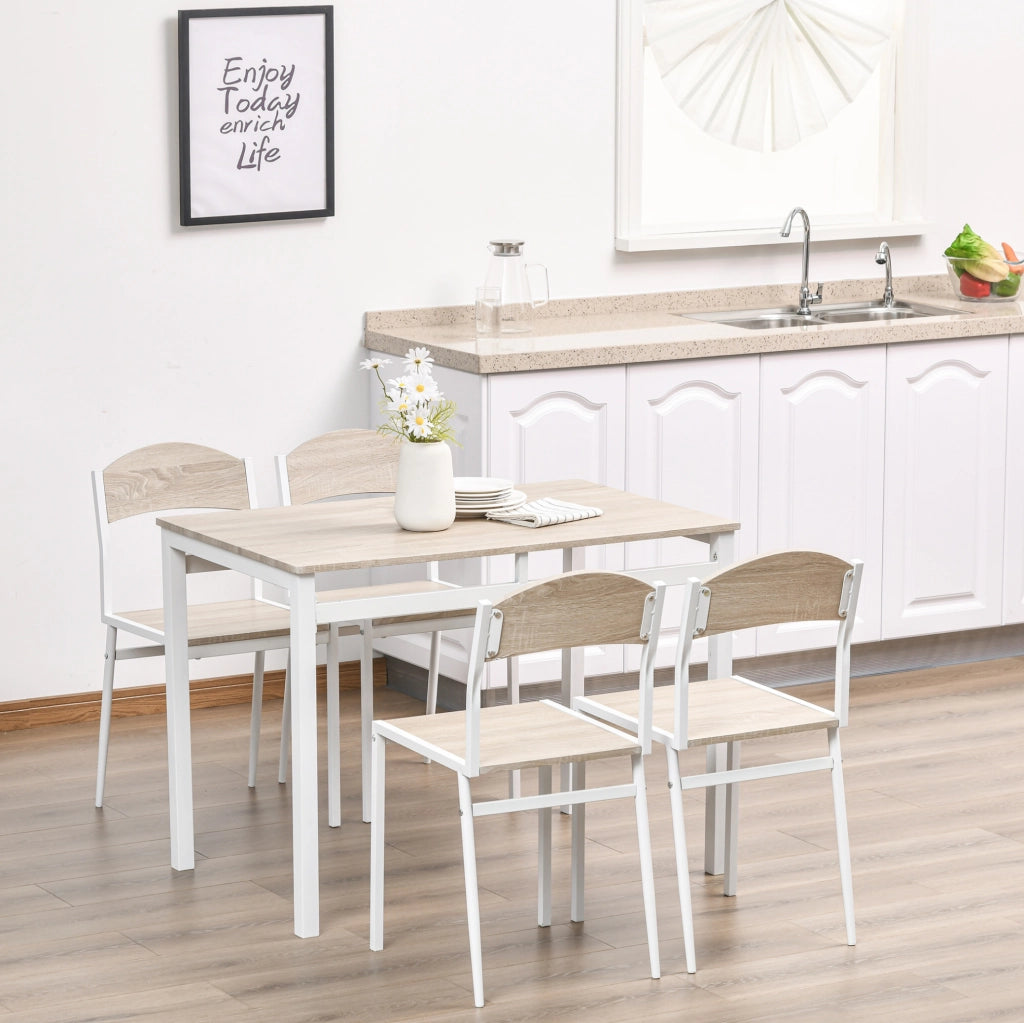 Set da pranzo 5 pezzi in MDF e acciaio grigio chiaro