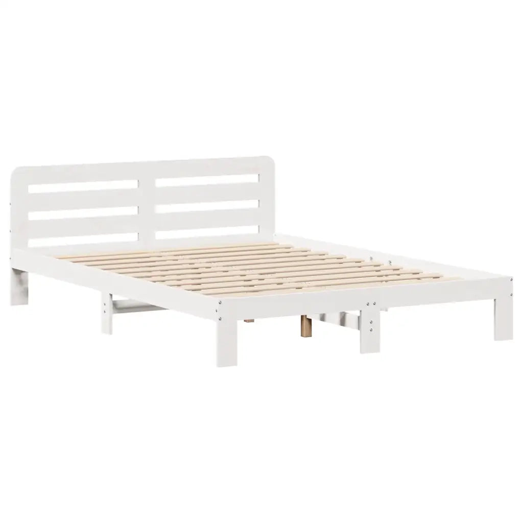 Letto senza Materasso Bianco 135x190 cm Legno Massello di Pino 3309870