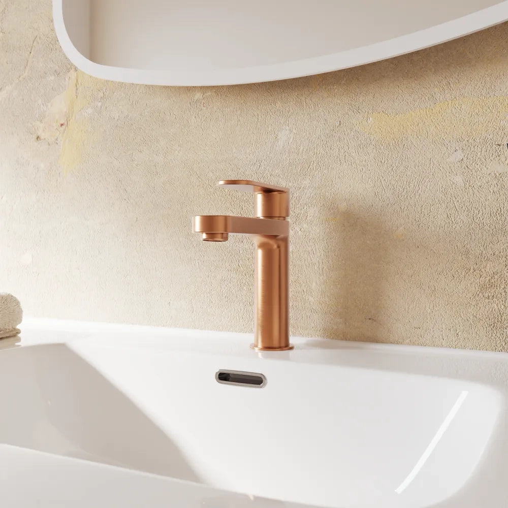 Set miscelatori lavabo 16cm bidet miscelatore doccia con deviatore rame spazzolato | Margot