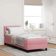 Letto a Sorgente LED con materasso Rosa 80 x 200 cm Velluto