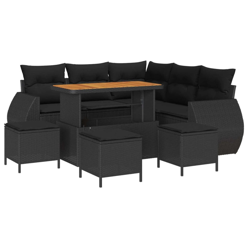 Set Divano da Giardino 9 pcs 8-Numero di posti Nero polyrattan 3363829