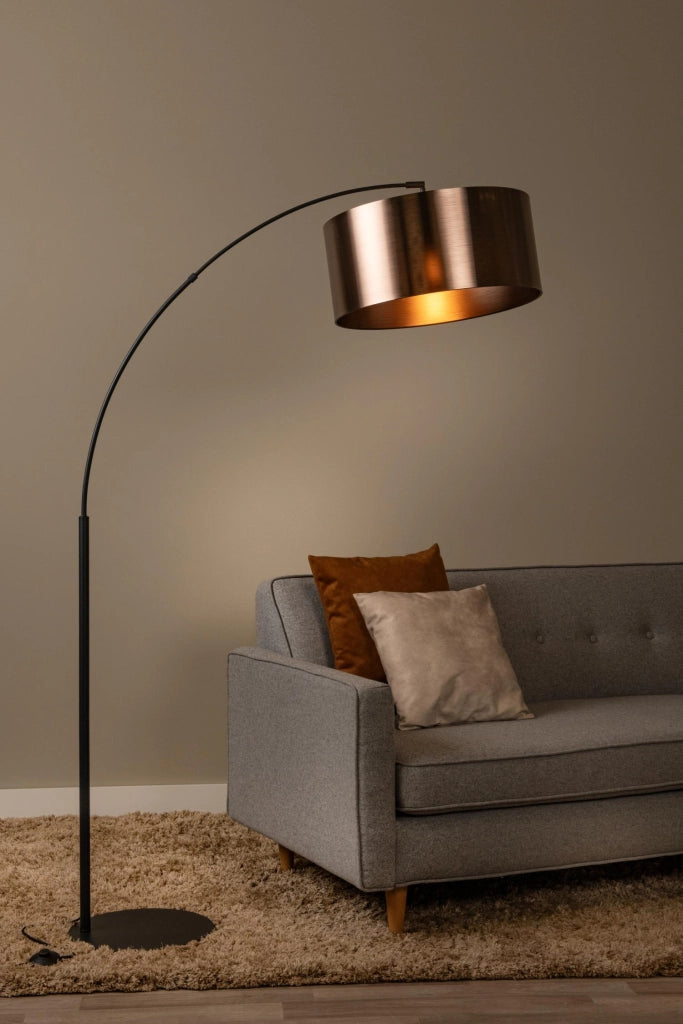 Lampada da terra industriale RANKOS Lucide nera rame E27