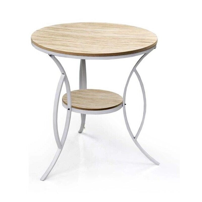 BANGKOK TAVOLINO TONDO DA CAFFÈ CON PIANO IN LEGNO 60X67 CM IN COLORE BIANCO