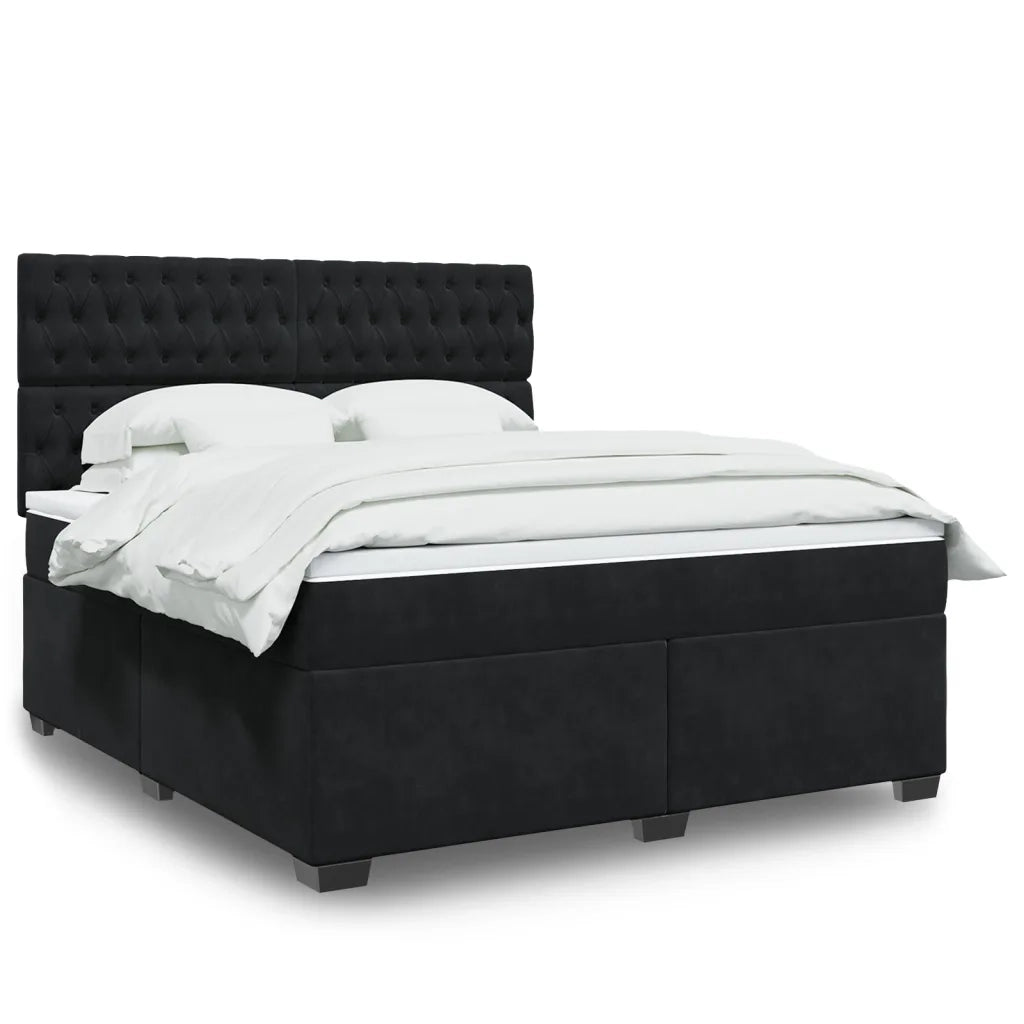 Giroletto a Molle con Materasso Nero 180x200 cm in Velluto