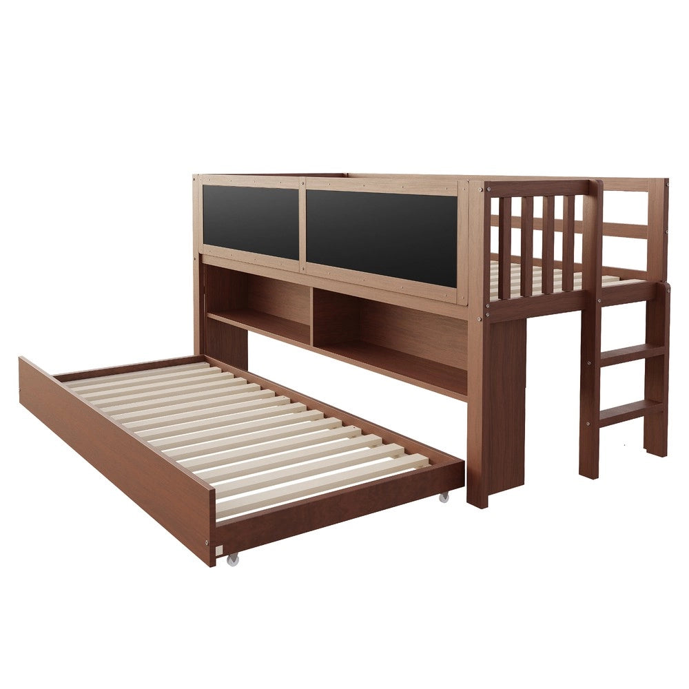 Letto a Castello Bambini con Casetta ¨C Xylo ¨C Massello, Scala, Contenitore, 90x200, Marrone