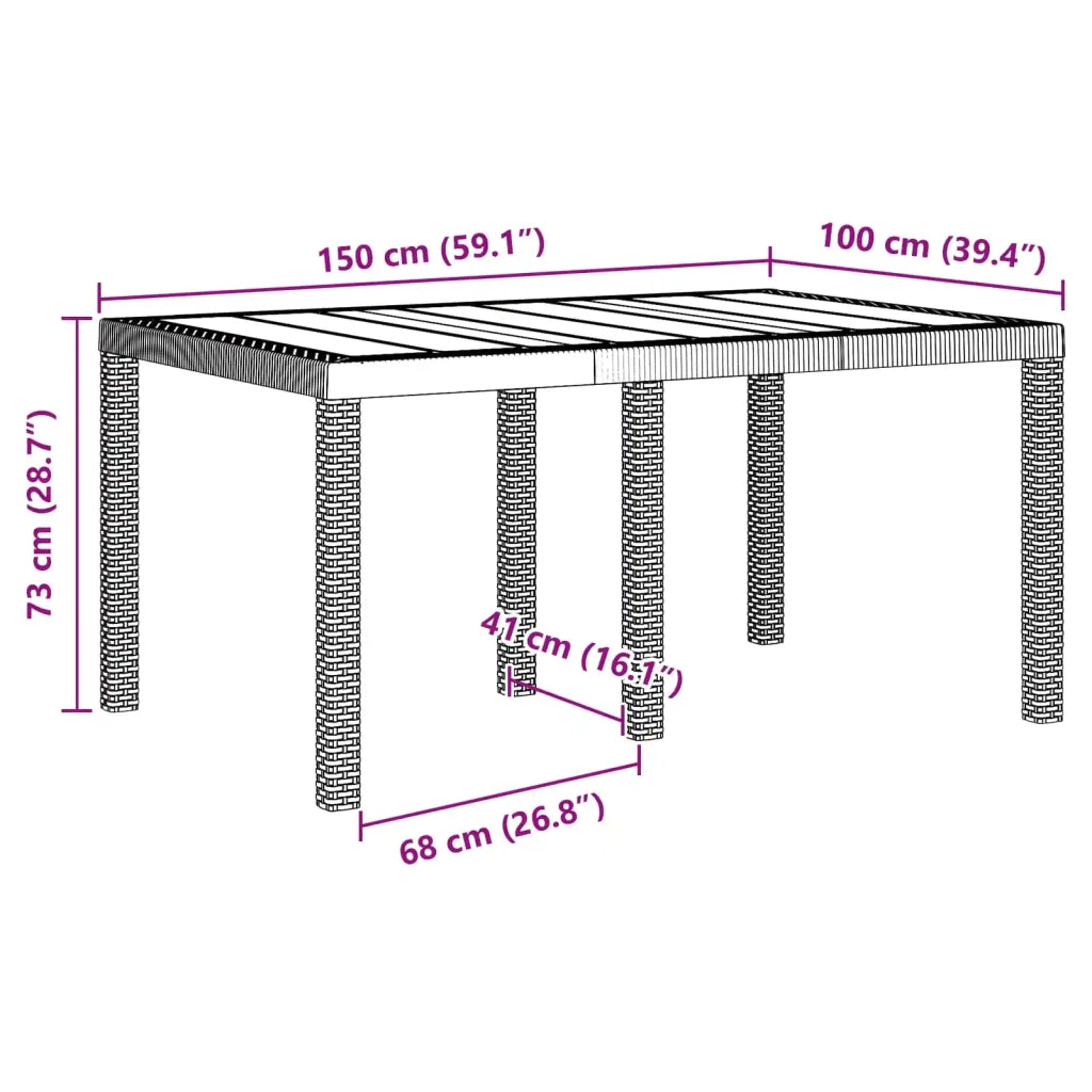 Set da Pranzo per Giardino 7 pcs Marrone Rattan Polt 3378558