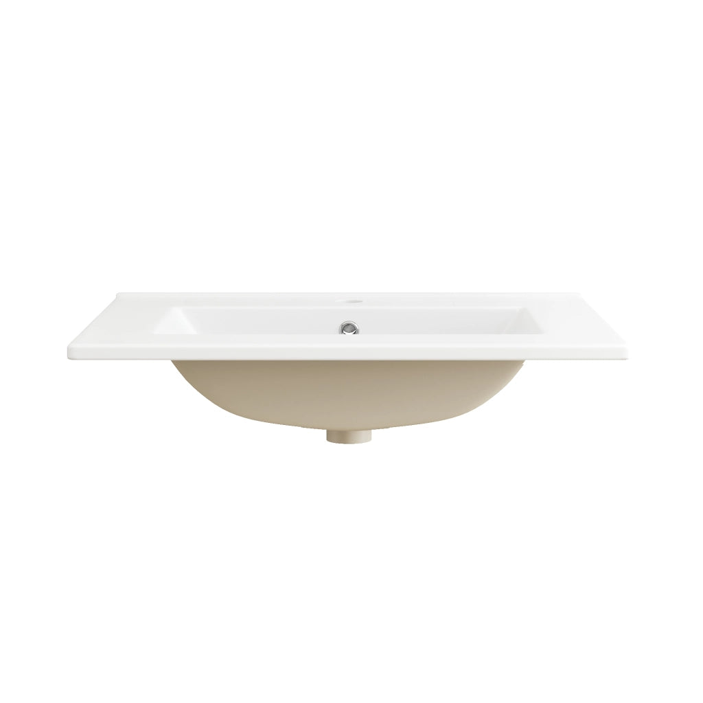 Mobiletto con lavabo da bagno a terra con 3 cassetti e anta soft-close in MDF bianco lucido 61 × 47 × 86 cm