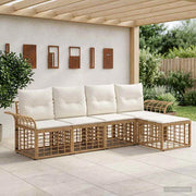 Set di divani da esterno 5 pz Naturale e Bianco Crema 3437680