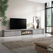 Mobile TV Soggiorno, 368x35x45, Camino elettrico XXL, grigio cemento RF3680