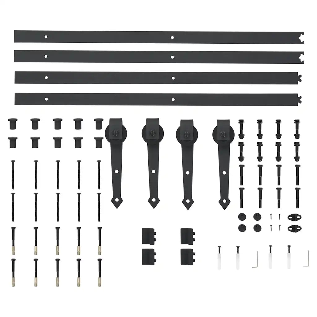 Kit di Binari per Porte Scorrevoli 2x183 cm in Acciaio Nero CFW4797260