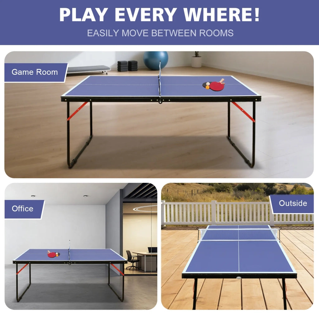 Tavolo da Ping Pong Pieghevole 137,2 cm (4,5 FT), Set Portatile con Rete, 2 Racchette e 3 Palline, Giochi Indoor e Outdoor, Facile da Riporre