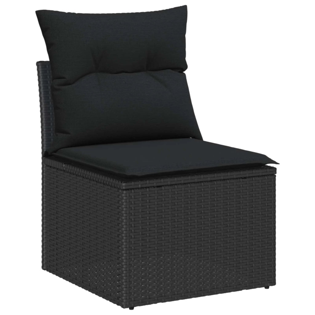 Set Divano da Giardino con archiviazione 7 pcs Nero Poly Rattan