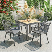 Set 4 sedie da giardino in plastica grigio scuro