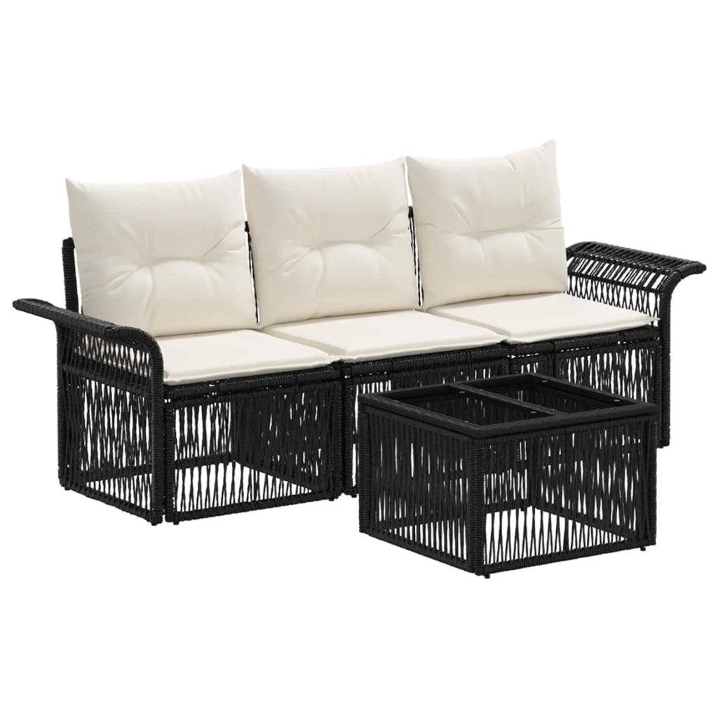 Set Divano da Giardino 4 pz Nero polyrattan 3434749