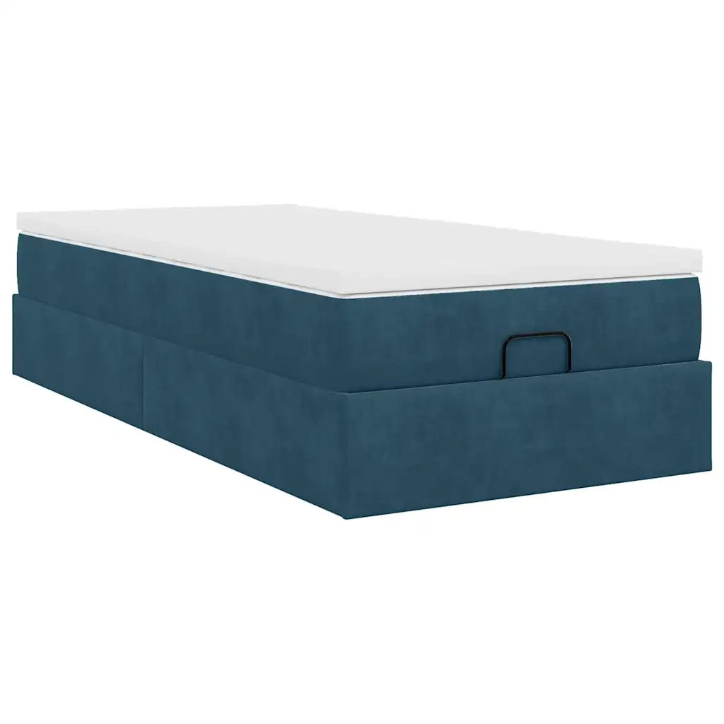 Struttura Letto Pouf con Materasso-Giroletto 80x200 cm Velluto