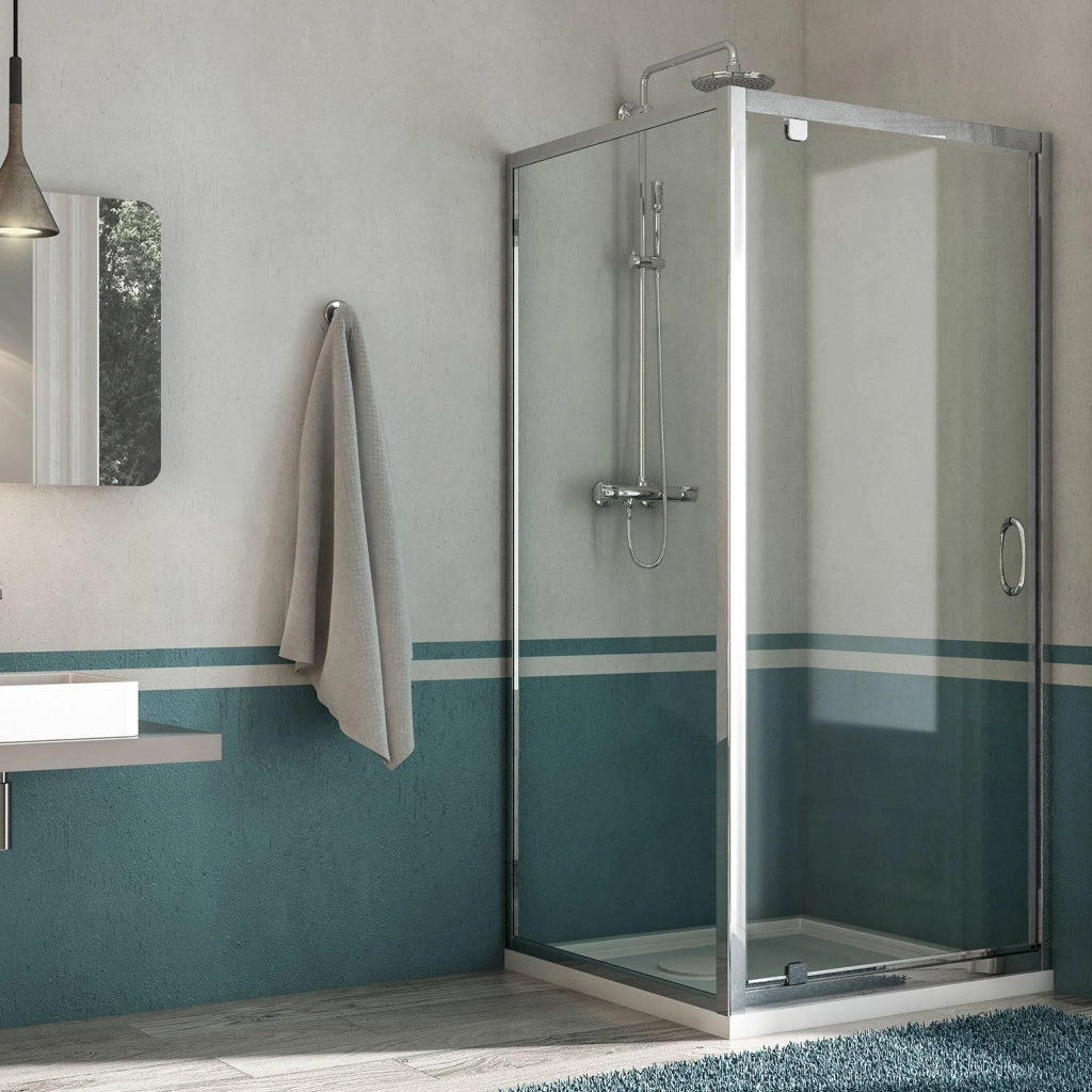 Box Doccia Rettangolare 1 Anta Battente In Cristallo H185 Fosterberg Koge Duo 70x100 cm