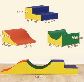 Set modulare ULEVR 3 pezzi per arrampicarsi e gattonare, 141x45,7x20,3 cm, similpelle gialla