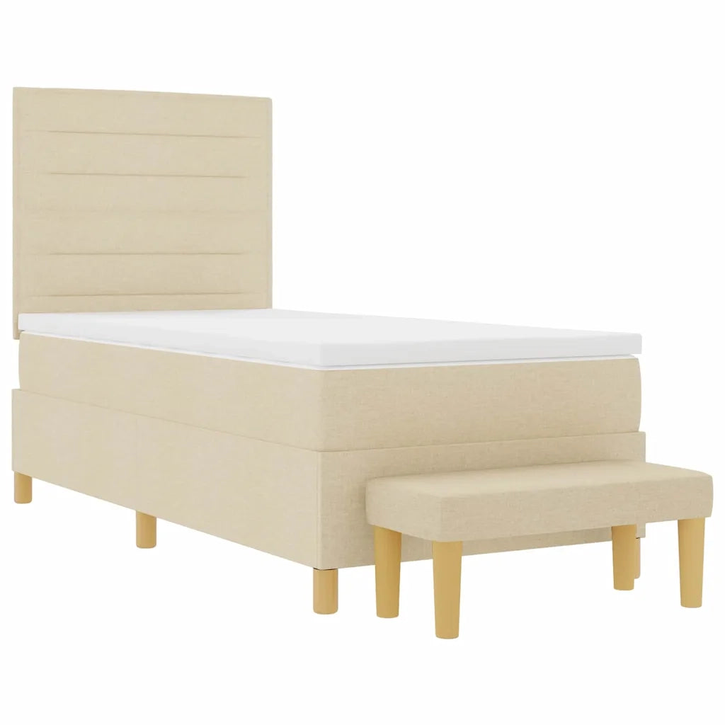 Letto a molle con materasso Crema 80 x 200 cm Tessuto