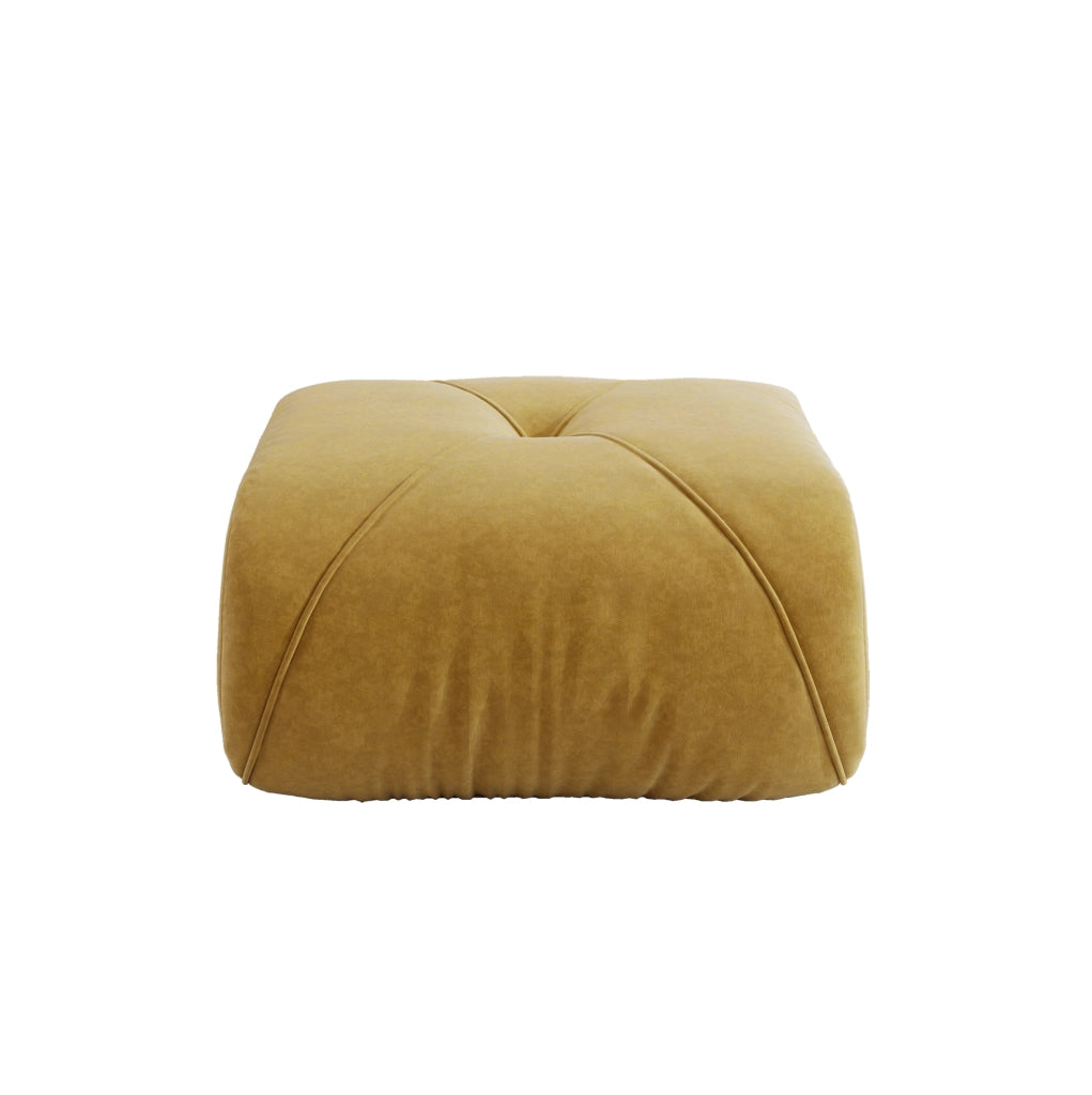 Pouf Elowin in Chenille Giallo dal design ergonomico e confortevole