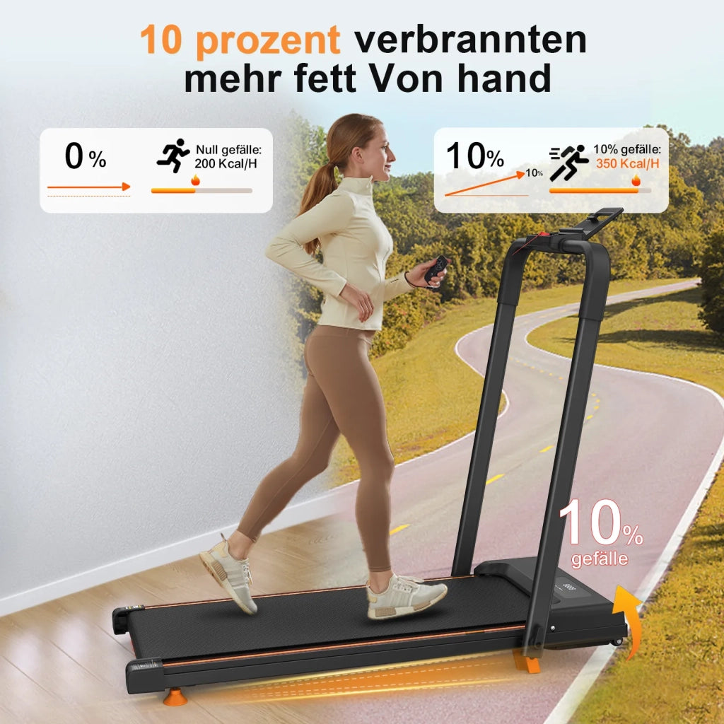 Tapis Roulant da Scrivania Compatto 2-in-1 per Camminare, Correre e Jogging, Portatile con Inclinazione, Capacità 120 kg, con App