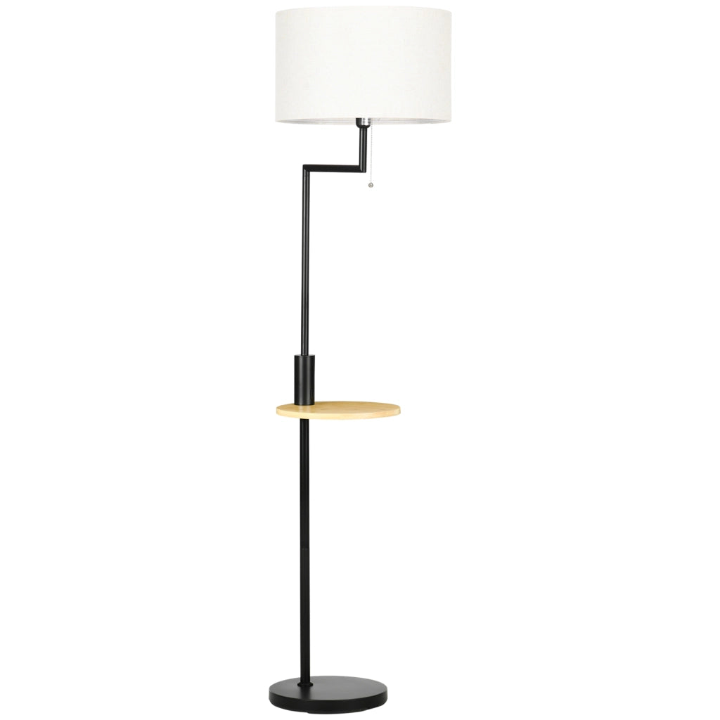 LAMPADA A STELO con ripiano e USB Ø40 x 168 cm bianca in acciaio e bambù